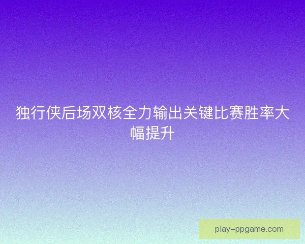 独行侠后场双核全力输出关键比赛胜率大幅提升