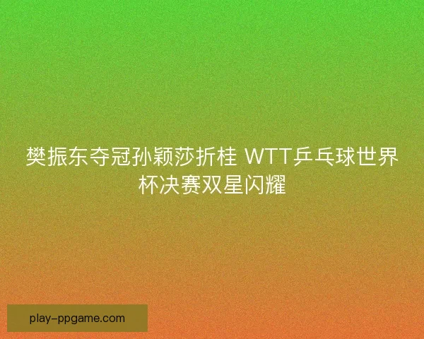 樊振东夺冠孙颖莎折桂 WTT乒乓球世界杯决赛双星闪耀